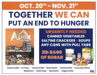 Apex Bank's Together We Can Put an End to Hunger Food Drive